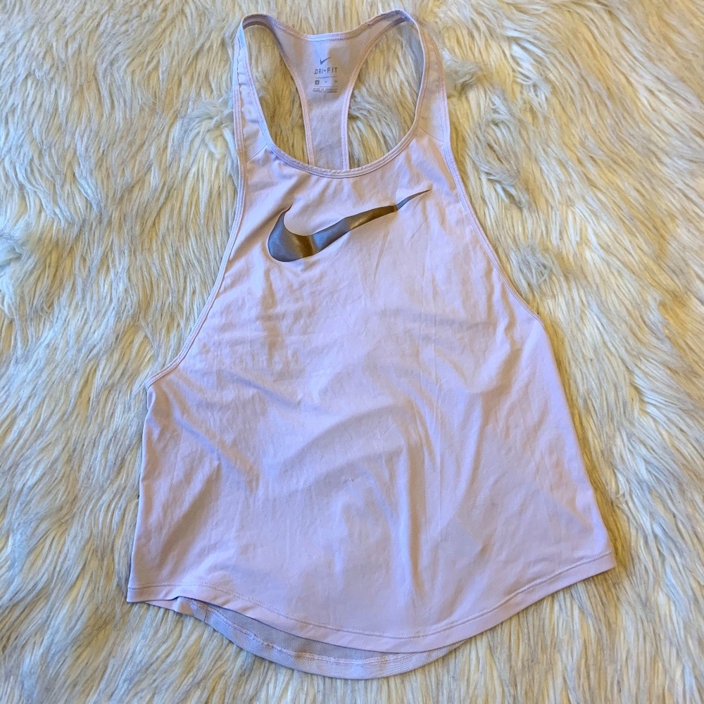 Nike Light Pink Tank with Gold Swoosh